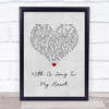 Ella Fitzgerald With A Song In My Heart Grey Heart Song Lyric Wall Art Print