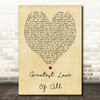 Whitney Houston Greatest Love Of All Vintage Heart Song Lyric Quote Print