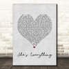 Brad Paisley She's Everything Grey Heart Song Lyric Wall Art Print