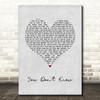 Will Young You Don't Know Grey Heart Song Lyric Wall Art Print