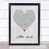 Ed Sheeran Little Bird Grey Heart Song Lyric Wall Art Print