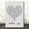 Keith Urban Better Life Grey Heart Song Lyric Wall Art Print