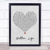 Keith Urban Better Life Grey Heart Song Lyric Wall Art Print