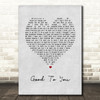 Marianas Trench Good To You Grey Heart Song Lyric Wall Art Print