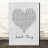 Rufus Sweet Thing Grey Heart Song Lyric Wall Art Print