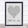 Tommy Swisher Fall For Me Grey Heart Song Lyric Wall Art Print