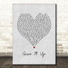 KC And The Sunshine Band Give It Up Grey Heart Song Lyric Wall Art Print