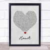 Bugzy Malone Heart Grey Heart Song Lyric Wall Art Print