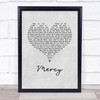 Muse Mercy Grey Heart Song Lyric Wall Art Print