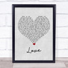 Boyzone Love Grey Heart Song Lyric Wall Art Print