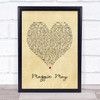 Maggie May Rod Stewart Vintage Heart Song Lyric Quote Print