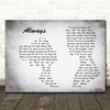 Blink-182 Always Man Lady Couple Grey Song Lyric Wall Art Print