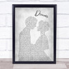 The Cranberries Dreams Man Lady Bride Groom Wedding Grey Song Lyric Wall Art Print