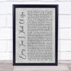The Babys Every Time I Think Of You Grey Rustic Script Song Lyric Wall Art Print