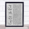 Roger Miller King Of The Road Grey Rustic Script Song Lyric Wall Art Print