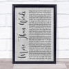 Extreme More Than Words Grey Rustic Script Song Lyric Wall Art Print