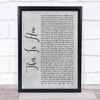 George Michael This Is How Grey Rustic Script Song Lyric Wall Art Print