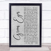 Coldplay Green Eyes Grey Rustic Script Song Lyric Wall Art Print