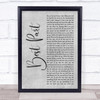 Daniel Caesar Best Part Grey Rustic Script Song Lyric Wall Art Print