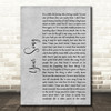 Elton John Your Song Grey Rustic Script Song Lyric Wall Art Print