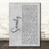 Godsmack Serenity Grey Rustic Script Song Lyric Wall Art Print