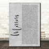 Justin Timberlake Mirrors Grey Rustic Script Song Lyric Wall Art Print