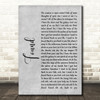 Toulouse Found Grey Rustic Script Song Lyric Wall Art Print