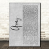 Ellie Goulding Army Grey Rustic Script Song Lyric Wall Art Print