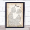 Chicago Beginnings Man Lady Bride Groom Wedding Song Lyric Wall Art Print