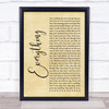 Michael Buble Everything Rustic Script Song Lyric Wall Art Print