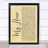 Matilda The Musical My House Rustic Script Song Lyric Wall Art Print