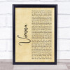 Billy Joel Vienna Rustic Script Song Lyric Wall Art Print