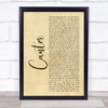 Gerry Cinnamon Canter Rustic Script Song Lyric Wall Art Print