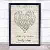 The Beatles While My Guitar Gently Weeps Script Heart Song Lyric Wall Art Print