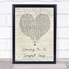 George Formby Leaning On A Lampost Song Script Heart Song Lyric Wall Art Print