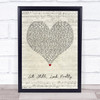 Daya Sit Still, Look Pretty Script Heart Song Lyric Wall Art Print