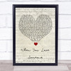 James TW When You Love Someone Script Heart Song Lyric Wall Art Print