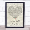 Tonic If You Could Only See Script Heart Song Lyric Wall Art Print