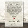 Freddie And The Dreamers You Were Made for Me Script Heart Song Lyric Wall Art Print