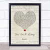 Phil Collins You Can`t Hurry Love Script Heart Song Lyric Wall Art Print