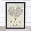 Andy Williams The House Of Bamboo Script Heart Song Lyric Wall Art Print