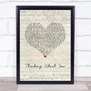 Calvin Harris Thinking About You Script Heart Song Lyric Wall Art Print