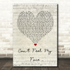 The Weeknd Can't Feel My Face Script Heart Song Lyric Wall Art Print