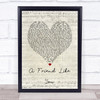 Andy Grammer A Friend Like You Script Heart Song Lyric Wall Art Print