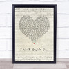 Dream Theater I Walk Beside You Script Heart Song Lyric Wall Art Print