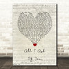 Josh Groban All I Ask Of You Script Heart Song Lyric Wall Art Print