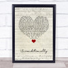 James Arthur Unconditionally Script Heart Song Lyric Wall Art Print