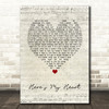 SayWeCanFly Here's My Heart Script Heart Song Lyric Wall Art Print