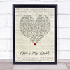 SayWeCanFly Here's My Heart Script Heart Song Lyric Wall Art Print