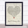 The Beautiful South Don't Marry Her Script Heart Song Lyric Wall Art Print